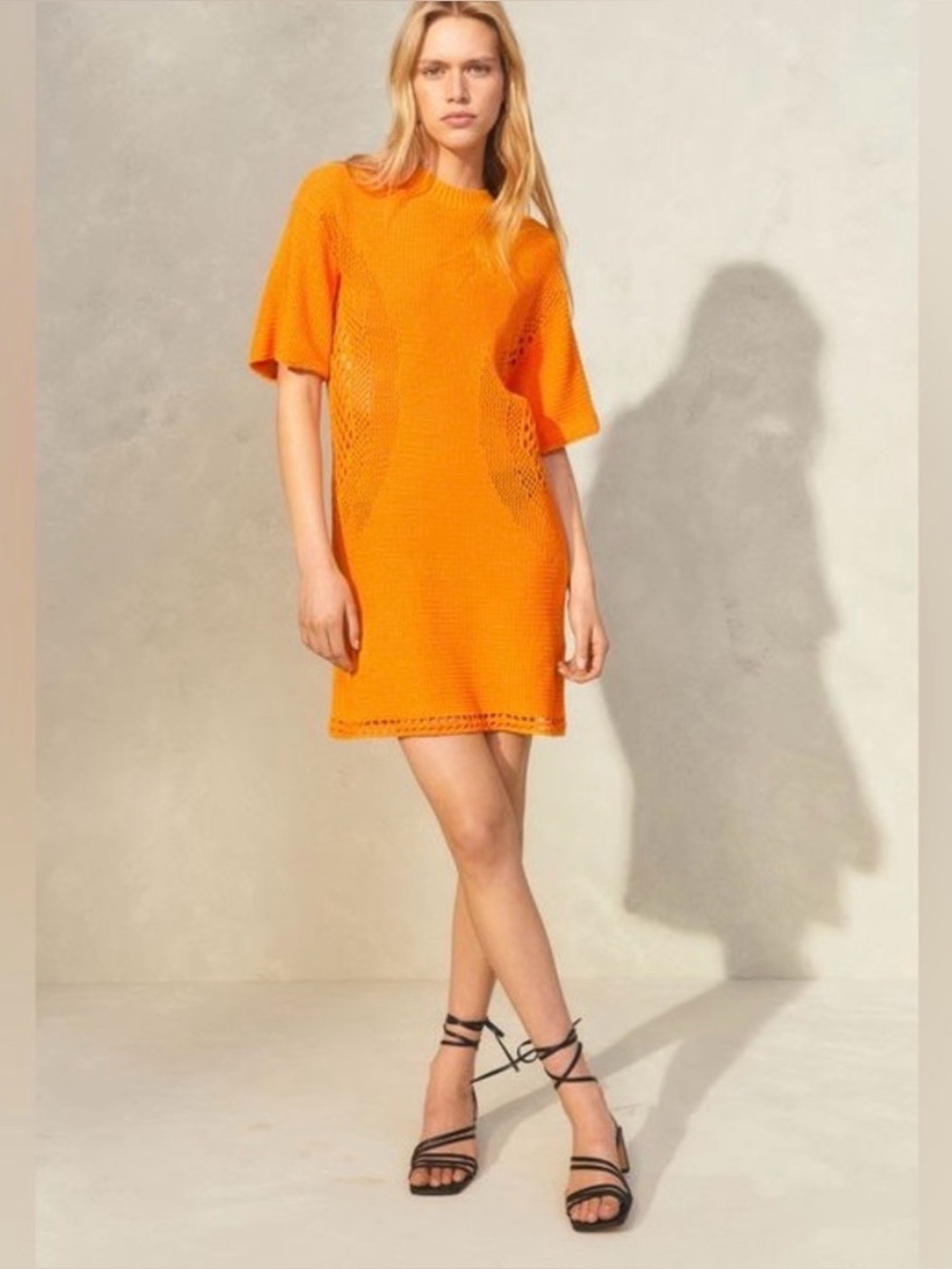 H&M Summer Orange Knit Mini Dress Size Large